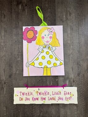 2 piece Pink and Yellow Wall Art Decor set